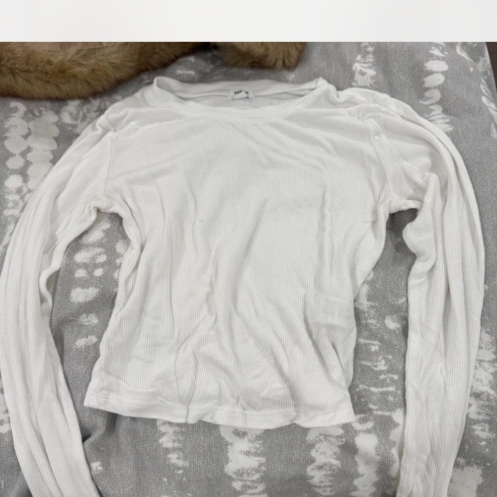 Garage White Fitted Long Sleeve Blouse